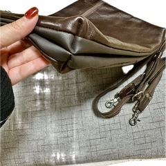イタリアンレザー新品未使用ダブルスショルダーバックの画像