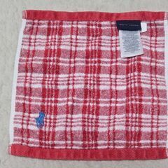 Ralph Lauren ラルフローレン タオルハンカチ 赤×白チェック ロゴの画像