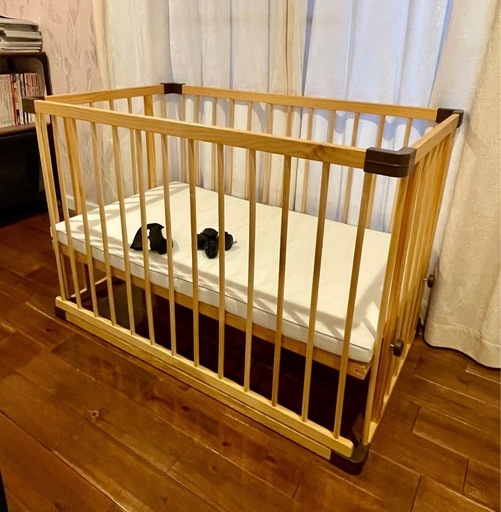 美品 farska（ファルスカ） ベビーベッド 兼 ベビーサークル（ベッドサイドベッド03 746050）工具不要