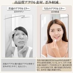 割れない 軽量 全身鏡 120×30cm 角丸加工 飛散しない 壁掛け 貼る鏡 ミラー 姿見 ウォールミラーの画像
