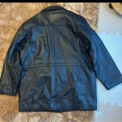 本革メンズコート ブラックの画像
