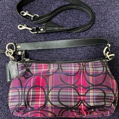 COACH チェック柄 ピンク バッグの画像