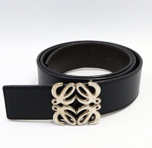 ロエベ LOEWE アナグラム シルバー バックル ベルト 本革