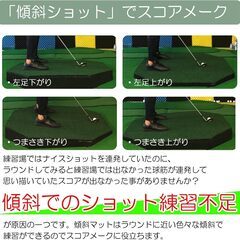 ゴルフマット 傾斜 斜面 練習 大型 スイング ショット マット 110cmx110cm 屋内用 屋外用 人工芝 ゴムマット の画像