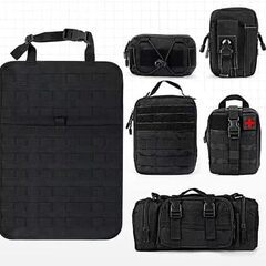 カーシートバック シートバックポケット カー用品 車用品 車 ティッシュケース 便利グッズ 後部座席収納バッグ パネル 取り外し可能 収納バッグ タクティカルカーシートバックオーガナイザー (ブラック)の画像