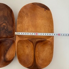 【ペアプレート】1枚木　木製　ワンプレート　分かれ皿セット 2個　アカシアの画像