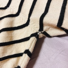 レディース　ボーダー　ニット素材　半袖の画像