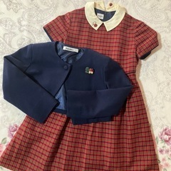 ファミリア120 　赤チェックワンピースフォーマル（式服）　の画像
