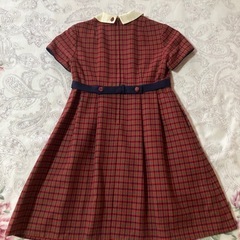 ファミリア120 　赤チェックワンピースフォーマル（式服）　の画像