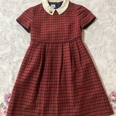 ファミリア120 　赤チェックワンピースフォーマル（式服）　の画像