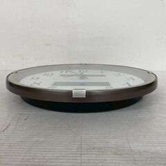 リズム 壁掛け時計 4FYA07SR 温度計 湿度計 時計 日付表示 電波時計 壁掛け ホワイト インテリア 動作品 アナログ Y2274の画像