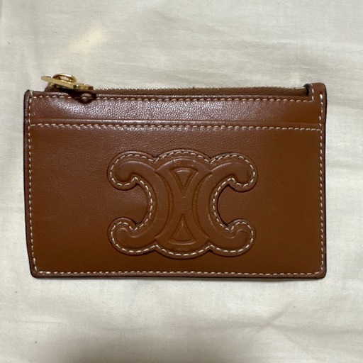 CELINEジップ付きカードホルダー キュイル トリオンフ /スムースラムスキン