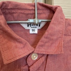 【子供服】KID'S PLUS ONE 赤チェック長袖シャツ 90の画像