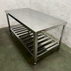 ステンレス製 作業台 W1200×D600×H600 厨房 厨房機器 店舗 店舗用品 コンロ台 ステンレス作業台 調理台 中段あり Y2275の画像