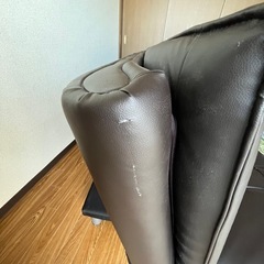 【美品】黒い合成皮革ソファベットの画像