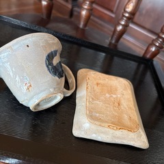 陶芸品　焼きもの　味わいあるカップ&ソーサー　コーヒー☕️の画像