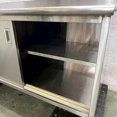ステンレス製 食器庫 作業台 W1500×D600×H800 厨房 厨房機器 店舗 店舗用品 引き違い扉付き ステンレス作業台 BG付き Y2276の画像