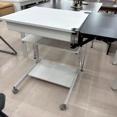 リユースのサカイ栃木店★ジモティ割あり★  テーブル ホワイト（×ブラック） W55～81.5×D55×H72 クリーニング済み TC10941の画像