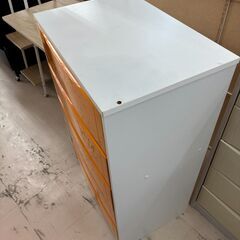 リユースのサカイ栃木店★ジモティ割あり★  チェスト ホワイト×オレンジ W58.5×D39.3×H94.8 クリーニング済み TC10948の画像
