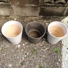 植木鉢(大)A   陶器製 白２ 灰１の画像