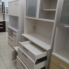 ★リユースのサカイ日立店★HJ7954 松田家具 レンジボード ホワイト H197.5×D48.5×W110 クリーニング済み の画像