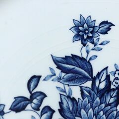 【10月19日　最終処分】　大皿　BLUE CARNATION　IRONSTONE　直径31.5㎝×高さ3㎝　日本製　食器　未使用　保管品の画像
