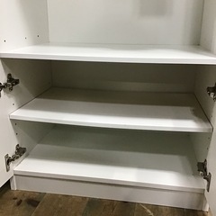 レンジ台　レンジラック ホワイト　収納家具　中古品　※スライド棚欠品の画像