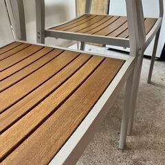 【武蔵小山店】配達可！　〈2脚セット〉IKEA SJÄLLAND シェランド ガーデンチェア チェア ダイニングチェア スタッキングチェア スチール 木製座面 北欧デザイン 屋外 屋内 椅子 イス カフェチェア おしゃれ 中古家具 重ね置き 省スペース クッション 付き FRÖSÖN フローソーン SJALAND sjalland FROSON froson ikea イケア　の画像