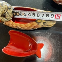昭和レトロ　フクロウ 陶器貯金箱、木製小物入れセットの画像