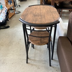 A2510-072 不二貿易 カフェテーブルセット ダイニングテーブル 椅子2脚付き ※バラ売り不可 キズ汚れ有りの画像