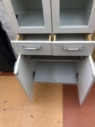 《リサイクルショップドリーム次屋店》★ジモティー割引有★ホワイト　二枚扉食器棚☆尼崎市若王寺☆