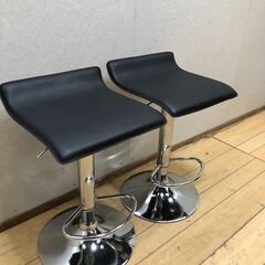 バーチェア 2脚セット WY-119 安吉 ブラック 合成皮革 クロム脚 昇降式 カウンターチェア スツール モダン カフェ 【糸島市内 送料無料】251001-2の画像