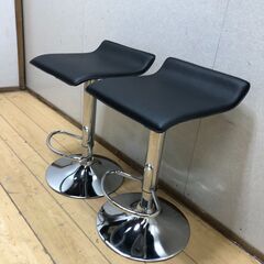 バーチェア 2脚セット WY-119 安吉 ブラック 合成皮革 クロム脚 昇降式 カウンターチェア スツール モダン カフェ 【糸島市内 送料無料】251001-2の画像