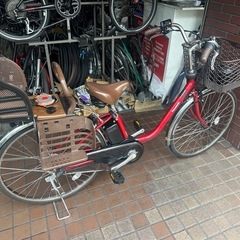 26インチ　Panasonic電動アシスト自転車　チャイルドシート付き　レッドの画像