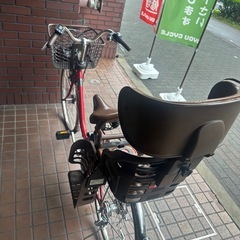 26インチ　Panasonic電動アシスト自転車　チャイルドシート付き　レッドの画像