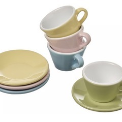 IKEA　DUKTIG ドゥクティグ カップ/ソーサー おままごと 8点セット, ミックスカラーの画像