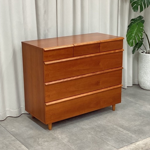 KJ-12【新入荷　リサイクル品】北欧スタイル　4段チェスト　ブラウン系