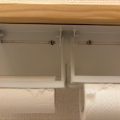 【お譲りします】賃貸OK トイレットペーパーホルダー　2連　ナチュラル木目　ホワイトの画像
