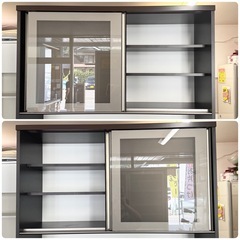【超美品‼️】定価18万♪ 松田家具 117cm幅キッチンボード 食器棚 収納家具 木目調ダークブラウン♪の画像