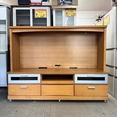【超美品‼️】定価数十万♪ 大川家具(株式会社モーブル 180cm幅壁面テレビボード テレビ台 リビング収納家具 木目調ナチュラルブラウン♪の画像