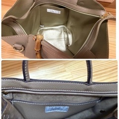 グレージュバッグ2点　バンブートート　ショルダーハンドバッグの画像