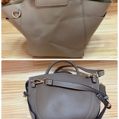 グレージュバッグ2点　バンブートート　ショルダーハンドバッグの画像