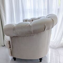 【引き取り限定】超美品✨輸入家具 アンティーク ロココ調 一人掛けソファ シルバーの画像