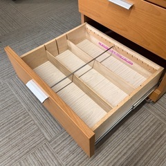 【超美品‼️】高級♪ 大川家具(株式会社モーブル) 60cm幅キャビネット サイドボード リビング収納家具 木目調ナチュラルブラウン♪の画像