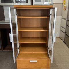 【超美品‼️】高級♪ 大川家具(株式会社モーブル) 60cm幅キャビネット サイドボード リビング収納家具 木目調ナチュラルブラウン♪の画像