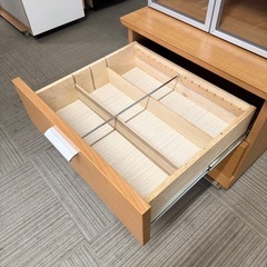 【超美品‼️】高級♪ 大川家具(株式会社モーブル) 60cm幅キャビネット サイドボード リビング収納家具 木目調ナチュラルブラウン♪の画像