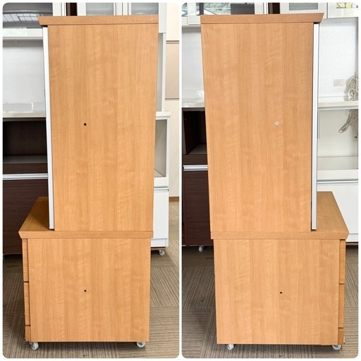 【超美品‼️】高級♪ 大川家具(株式会社モーブル) 60cm幅キャビネット サイドボード リビング収納家具 木目調ナチュラルブラウン♪