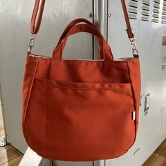 【ハンドメイド】帆布トートバッグ れんが色 縦なが ショルダー紐付き 1004 新品未使用の画像