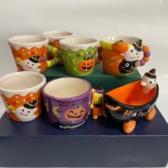 ハロウィン 陶器 デザート　7個　デザインカップセット　セットの画像