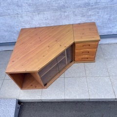 コーナーテレビボード　キャビネット　2点セットの画像